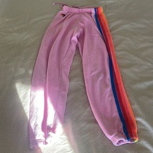 bright pink size xs aviator nation rainbow stripe sweatpants